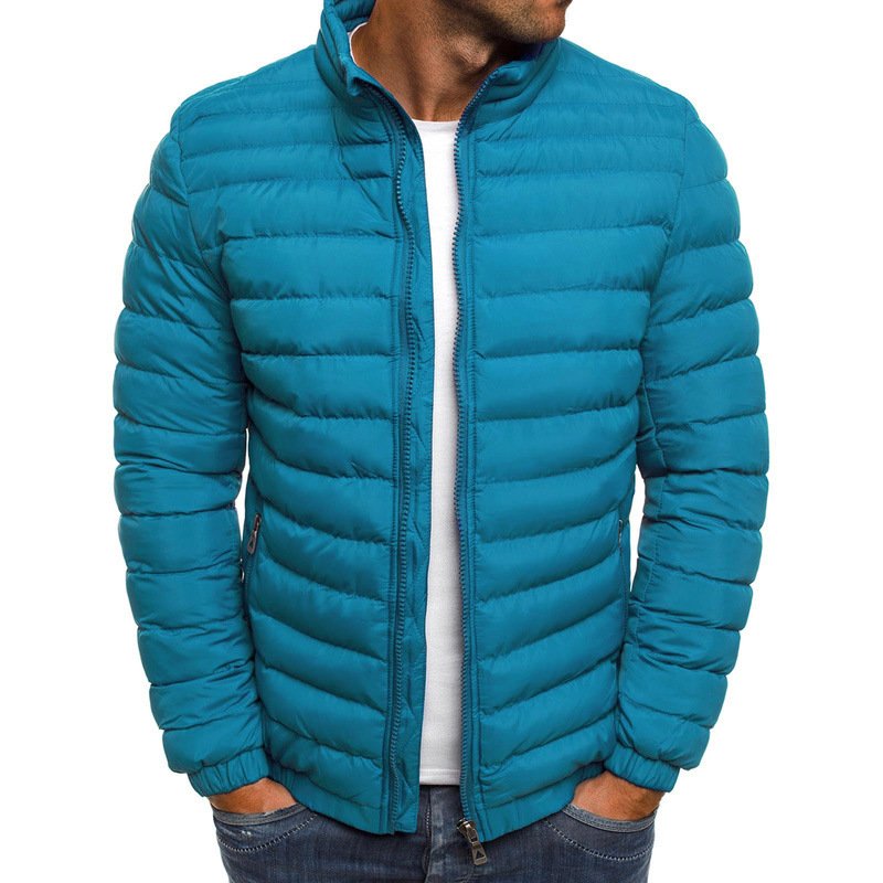 Premium Winter Casual Warm simple solid color cotton down coat Outdoor warm Clothing Custom print quilted men's puffer jacket