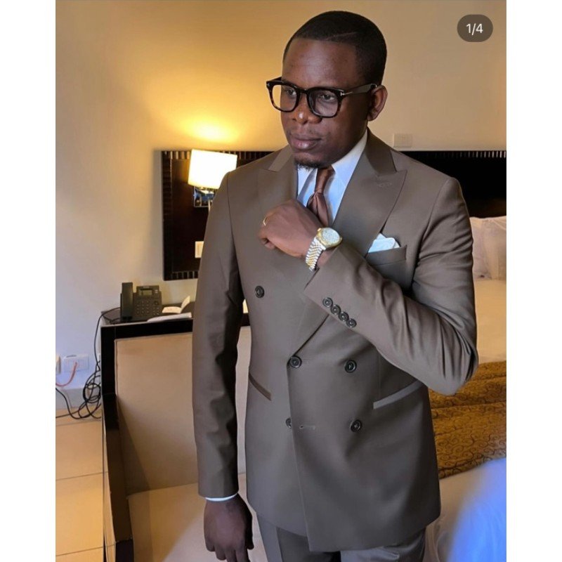 Formal Men Suits Double Breasted Elegant Costume Homme Tuxedos Groom Wedding Prom Tailored Blazer Sets 2 Piece Jacket+Pant