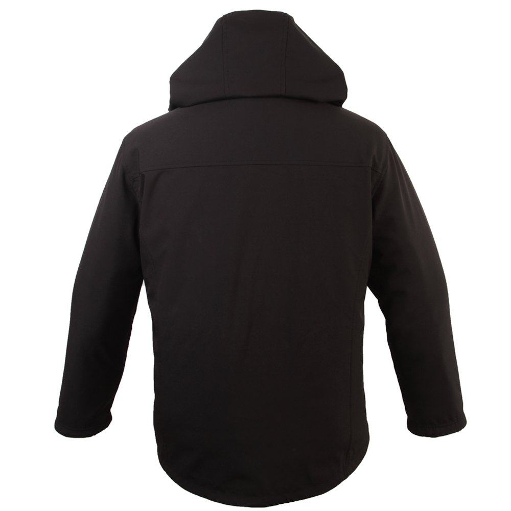 Winter Men's Quilted Jacket with 3 Heating Systems USB Charger Waterproof Leather and Polyester Features Hood Fur Button