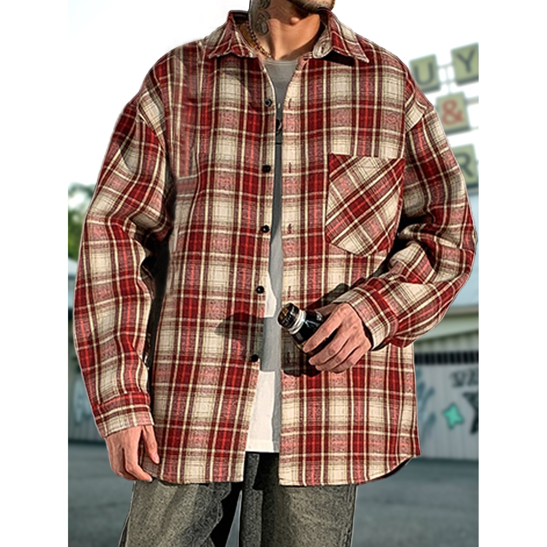 Mens Button Down shirts Regular Fit Long Sleeve Casual Plaid cotton Shirt Men's Traditional Top Flagship check Shirt Jacket men