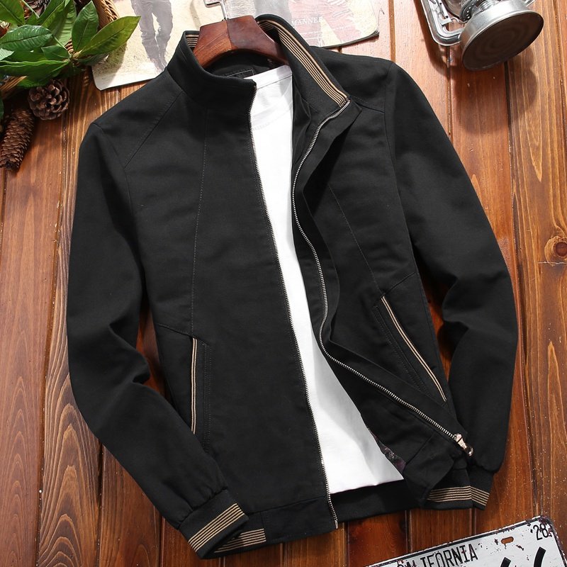 ANSZKTN Men Spring Autumn men's jacket washed cotton plus size thin youth slim casual baseball uniform coat bomber jacket