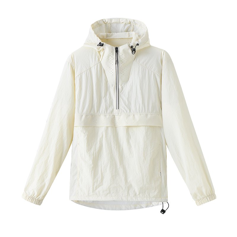 Custom Lightweight Men's 1/4 Zipper Anorak Jacket Hooded Pullover Windbreaker with Polyester Shell for Fall Hiking Outdoor Sport