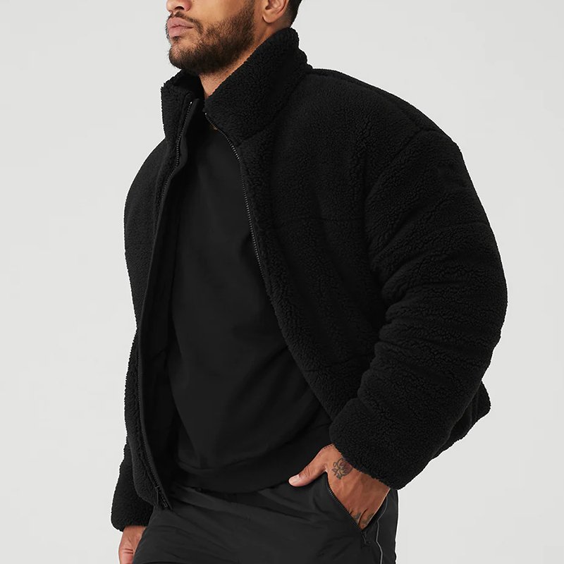 Wholesale Custom Blank Men's Sherpa Fleece Jacket Custom Logo Zip Up Winter Fleece Jacket Sherpa Fleece Jacket