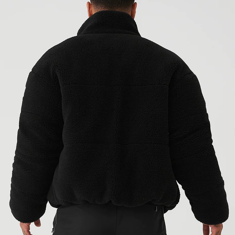 Wholesale Custom Blank Men's Sherpa Fleece Jacket Custom Logo Zip Up Winter Fleece Jacket Sherpa Fleece Jacket