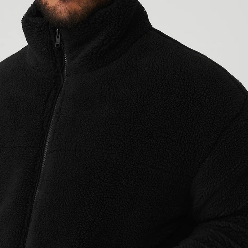 Wholesale Custom Blank Men's Sherpa Fleece Jacket Custom Logo Zip Up Winter Fleece Jacket Sherpa Fleece Jacket