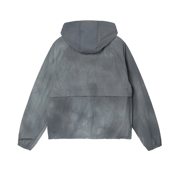 custom logo mens textured wave grey dyed beach drawstring hooded windbreaker 100% nylon jackets