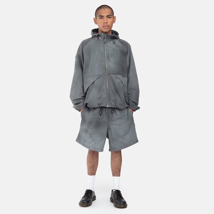 custom logo mens textured wave grey dyed beach drawstring hooded windbreaker 100% nylon jackets