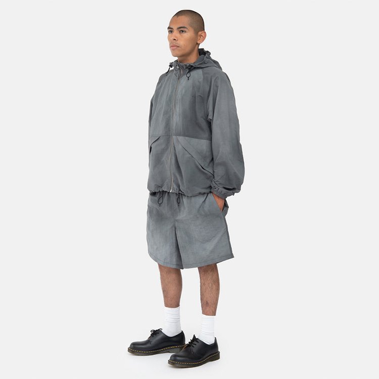 custom logo mens textured wave grey dyed beach drawstring hooded windbreaker 100% nylon jackets