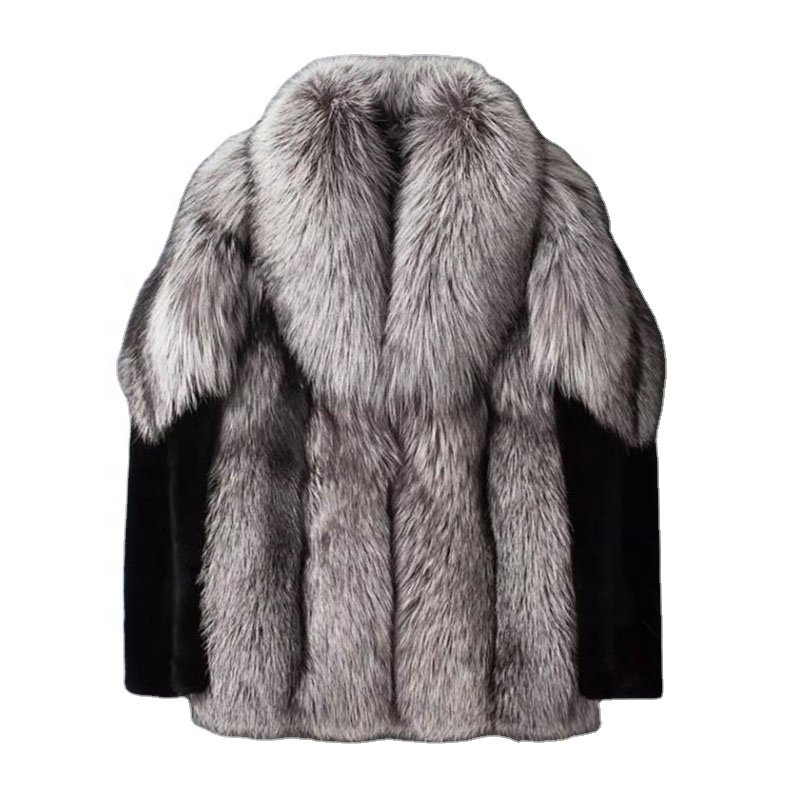 Men's Fox Fur Coat with Mink Sleeves