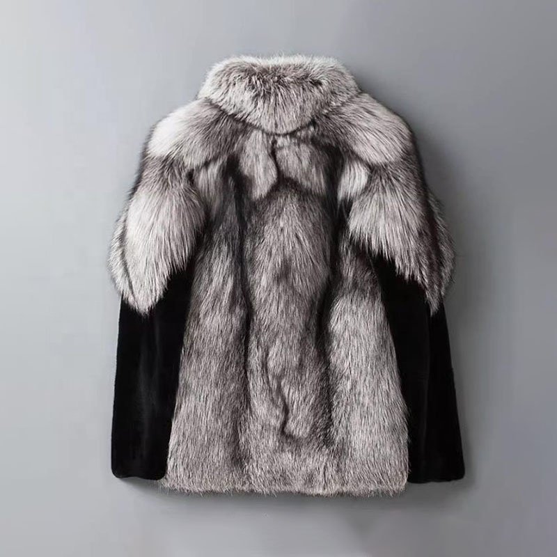 Men's Fox Fur Coat with Mink Sleeves