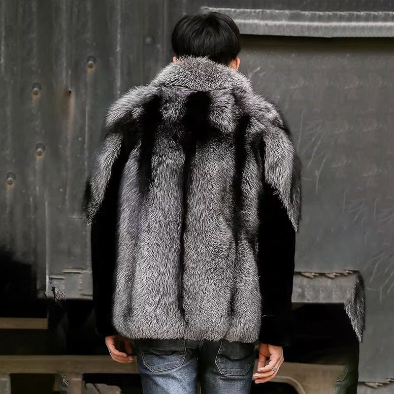 Men's Fox Fur Coat with Mink Sleeves