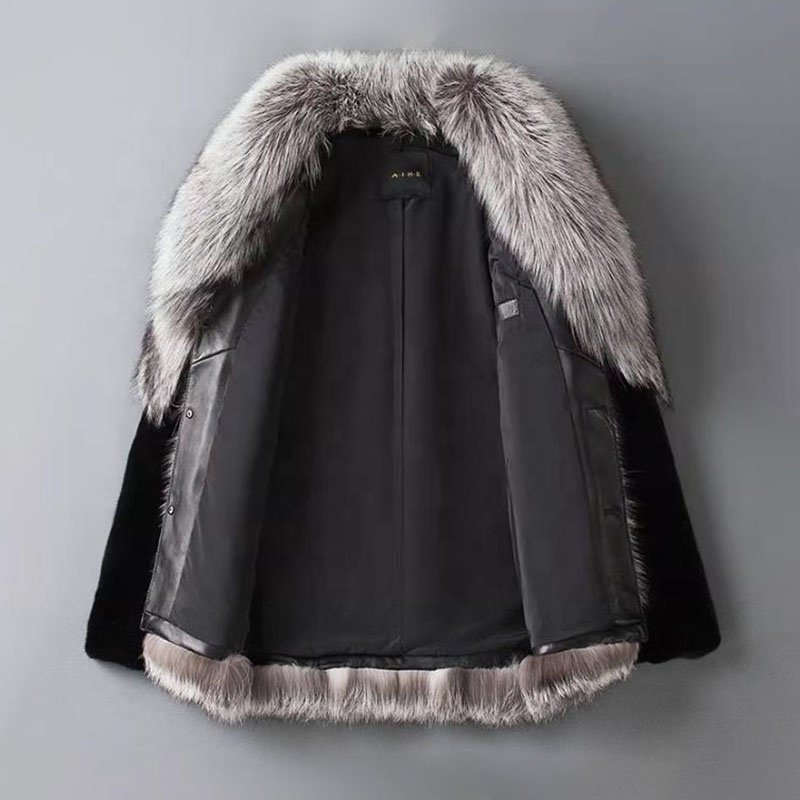 Men's Fox Fur Coat with Mink Sleeves