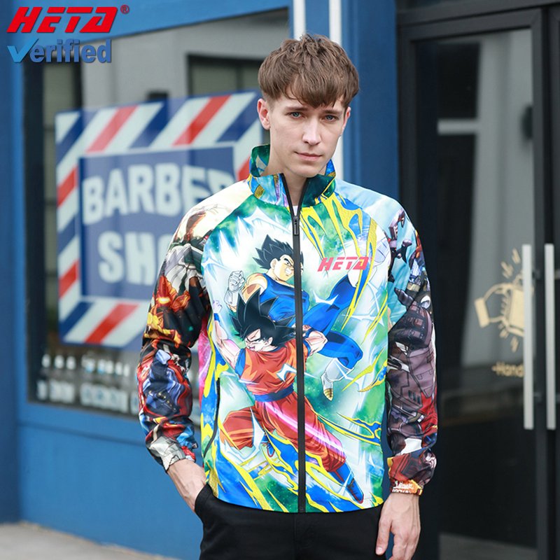 Fashion personality cartoon figure jacket sublimation custom waterproof fabric for Men's jacket