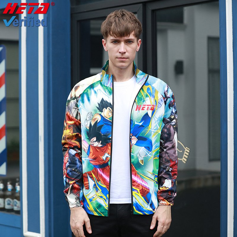 Fashion personality cartoon figure jacket sublimation custom waterproof fabric for Men's jacket