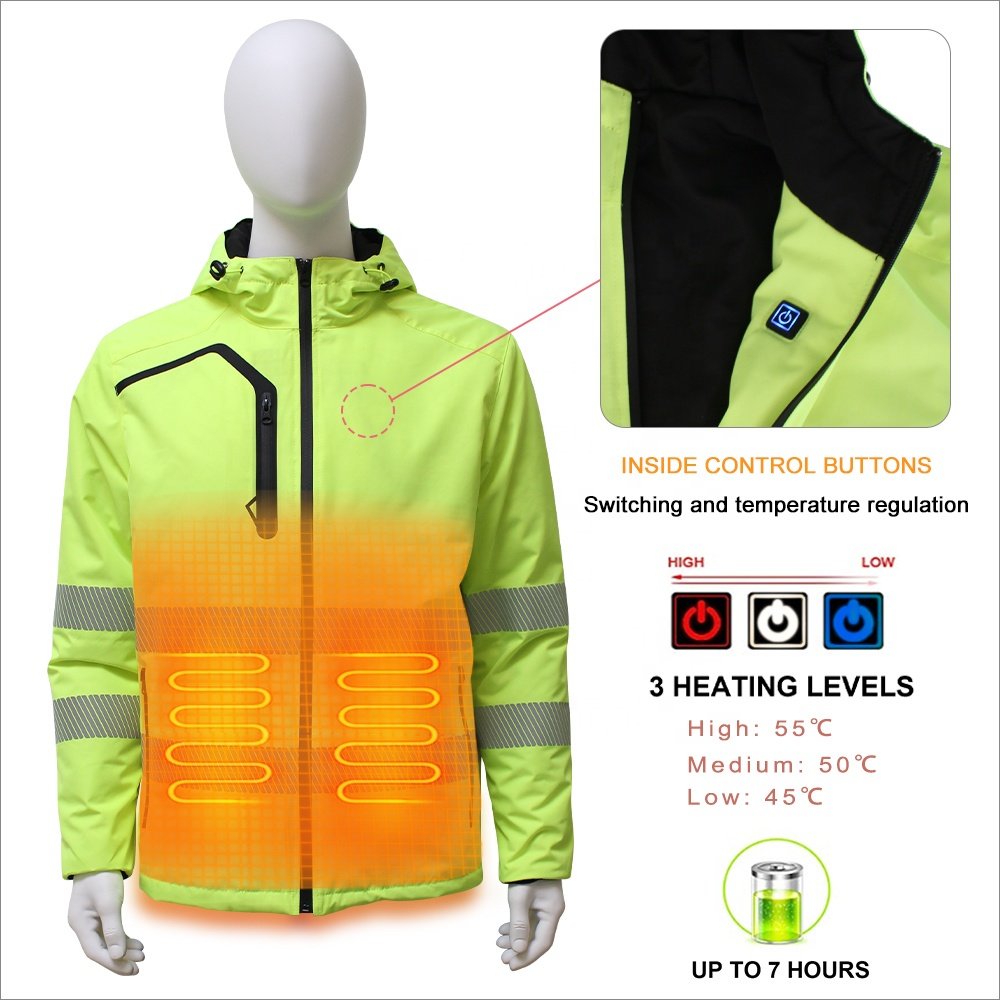 Hi Vis Adventure touring Heated Motorcycle Heated Jacket Knitted Work Jacket Men Winter Waterproof Reflective Regular Clothing