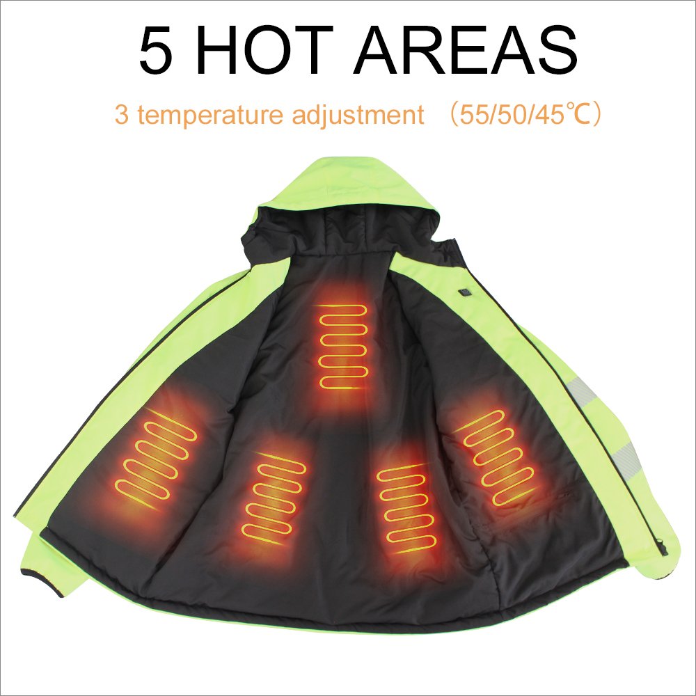 Hi Vis Adventure touring Heated Motorcycle Heated Jacket Knitted Work Jacket Men Winter Waterproof Reflective Regular Clothing