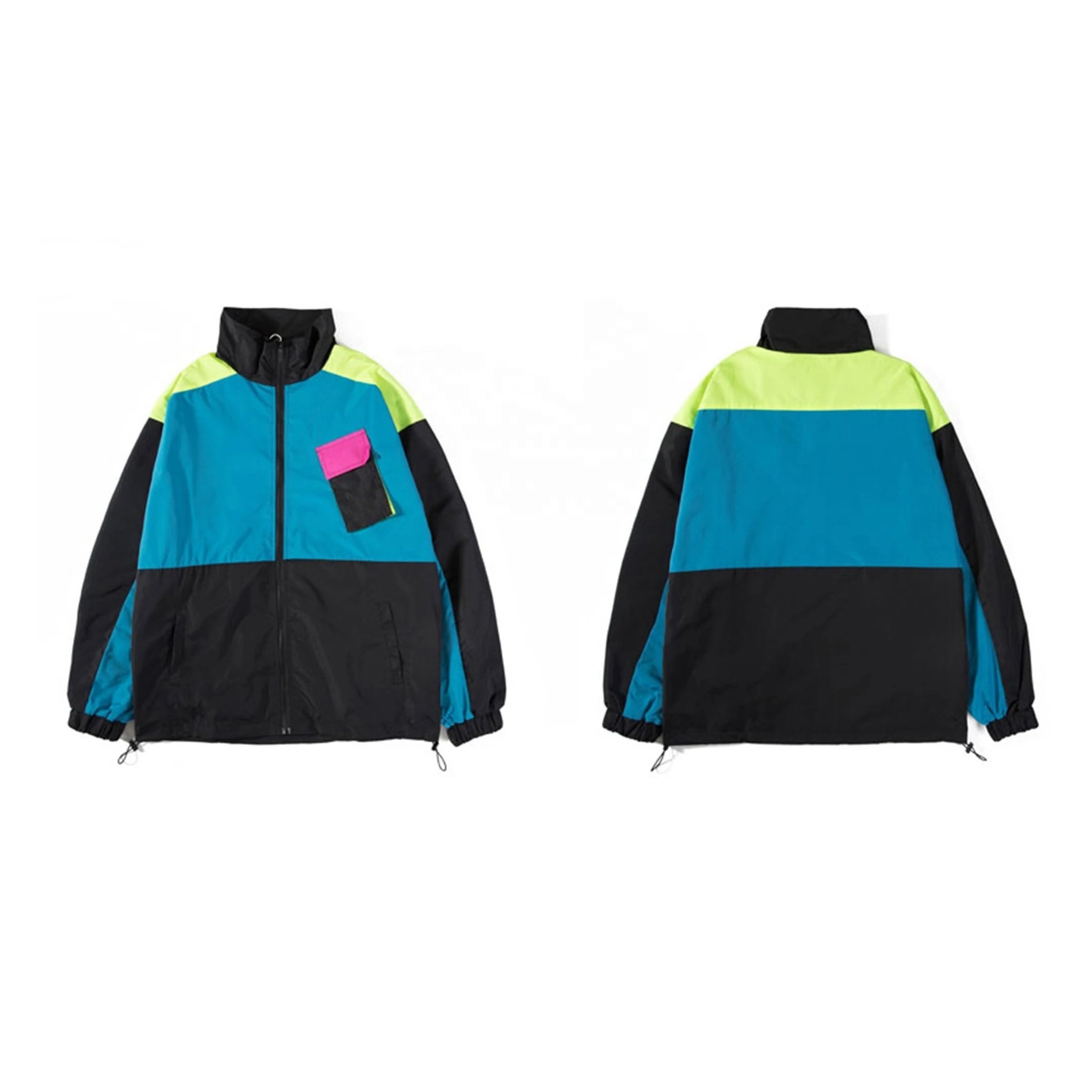 New Men's Custom Vintage Color Block Pullover Windproof Jacket Half Zip Windbreaker Windcheater Jacket