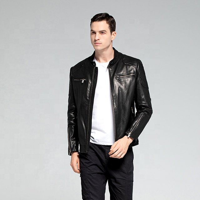 Popular and customizable - High quality black men's real leather jacket