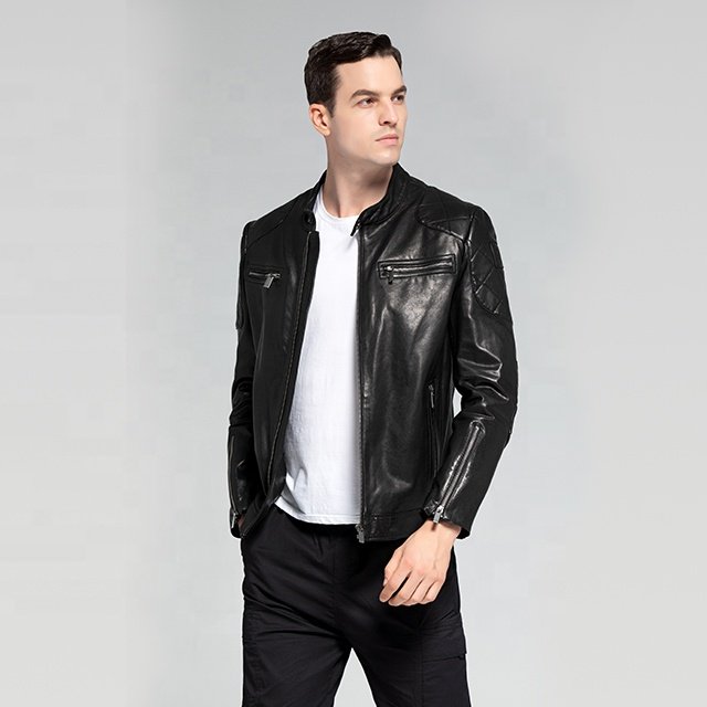 Popular and customizable - High quality black men's real leather jacket