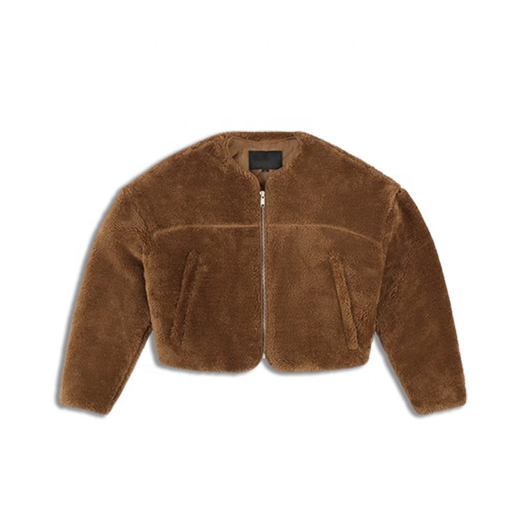 Design zipper fluffy polar fleece short jacket for men and women