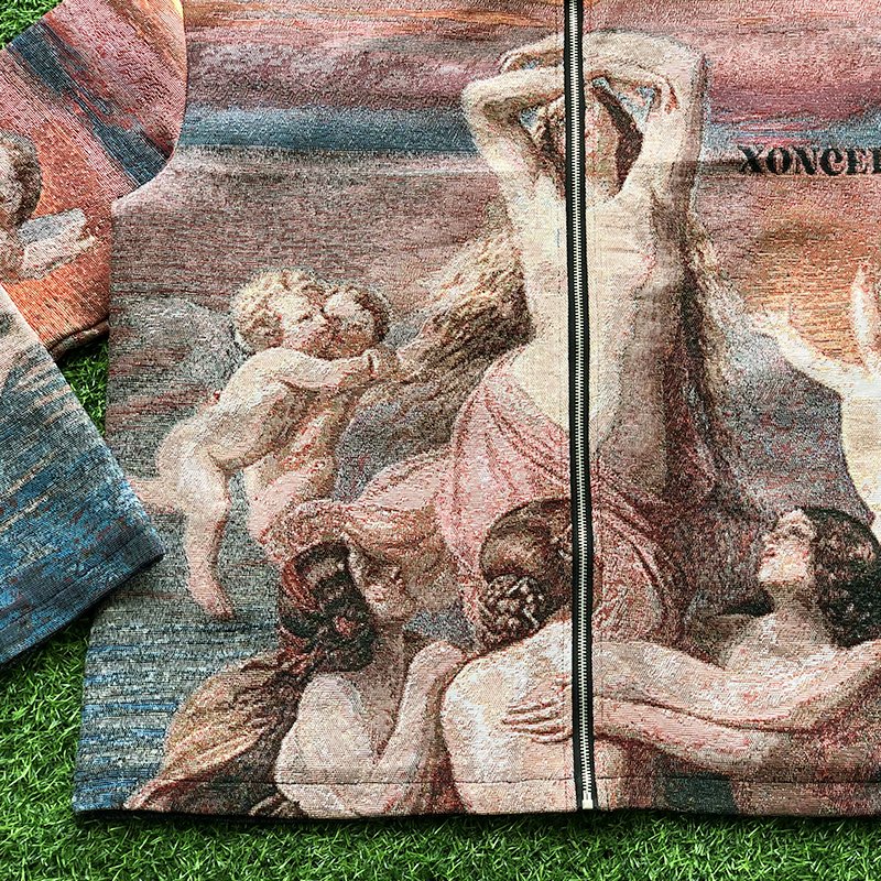 Custom Tapestry Clothing Men's Coats Woven Jacquard Blanket Jacket Anime Clothing Zip up Tapestry Jacket