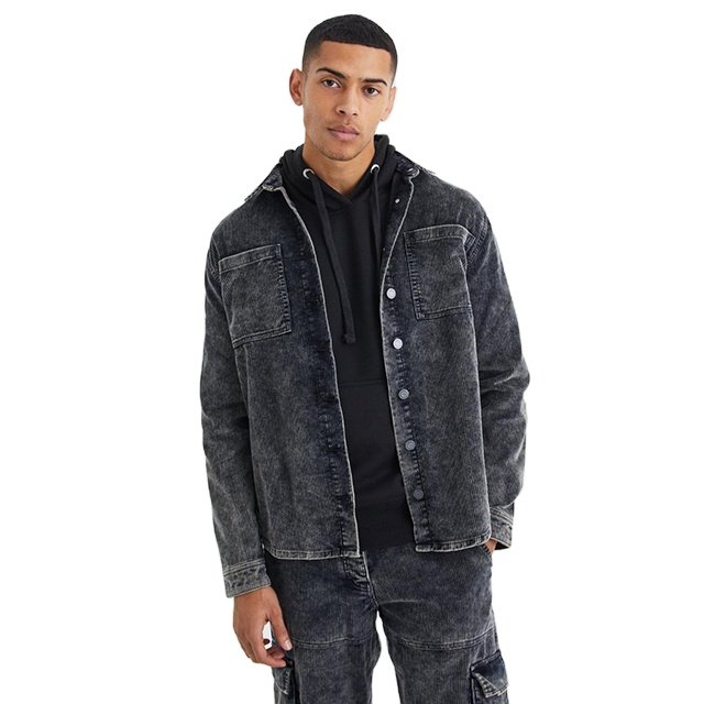 2024 New Acid Wash Design Custom Plain Fashion Wear High Quality Longline Streetwear Casual Wear Two Pockets Men's Jackets