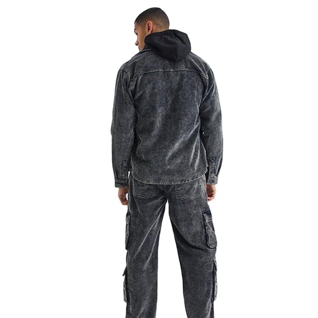 2024 New Acid Wash Design Custom Plain Fashion Wear High Quality Longline Streetwear Casual Wear Two Pockets Men's Jackets