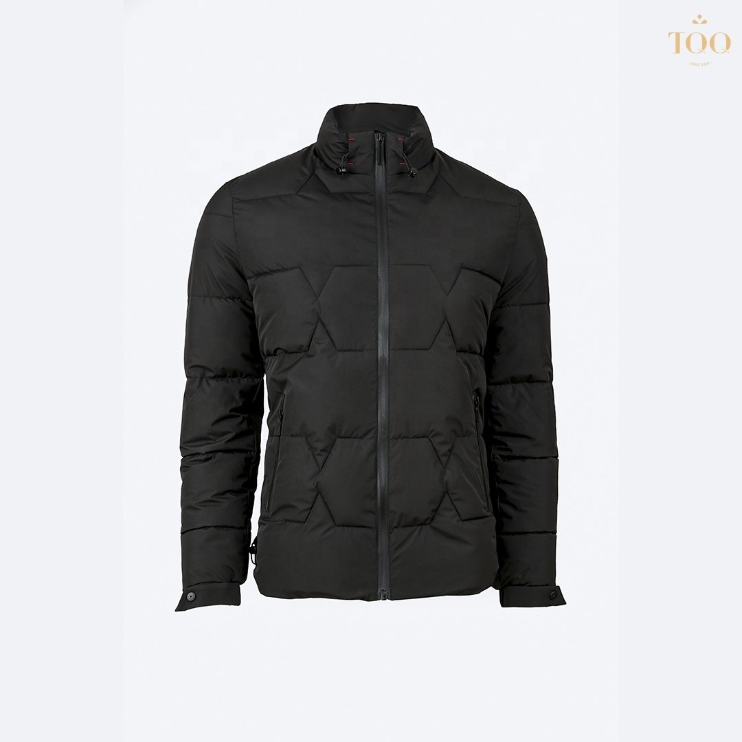 Casual Regular mens casual jacket Stretch Puffer Jacket in with 3 Pockets in Black Winter Length 100% Polyester style