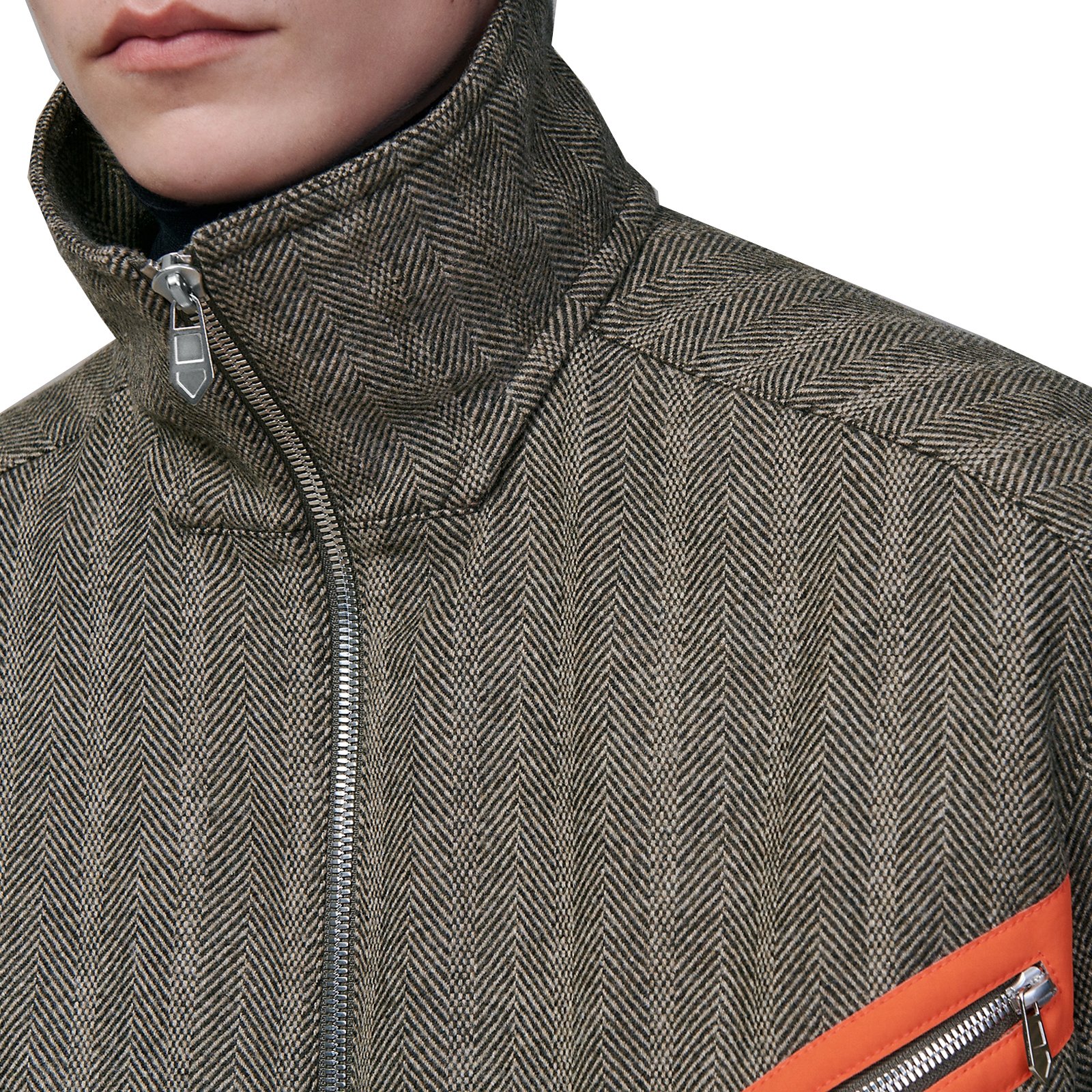 Men's Winter Jacket Outdoor Wool Coach Jacket Herringbone Wool Removable Hood Cropped Hoodie Jacket