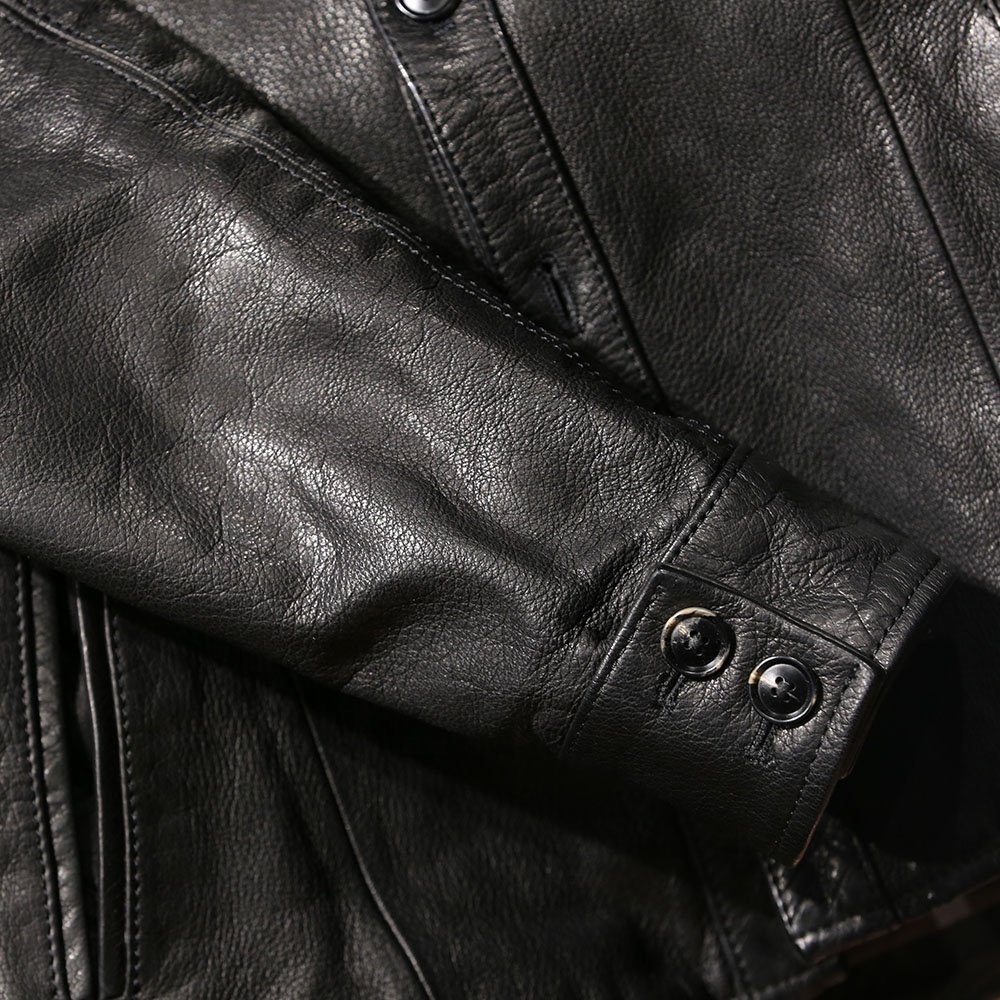 Customized High Quality Plus Size Casual Genuine Leather Jackets Men's Ami Khaji Unpainted Washed Pleated Goat Leather Shirt