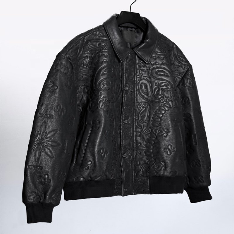 Wholesale Custom Embossed Plus Size Men's Genuine Leather Jackets Letterman College Varsity Jacket