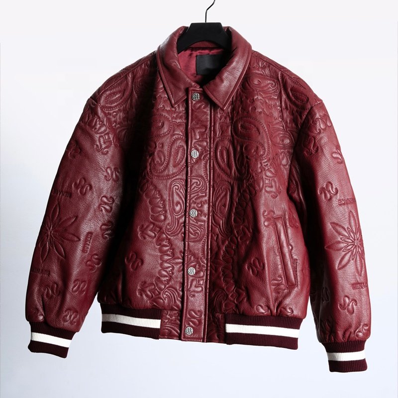 Wholesale Custom Embossed Plus Size Men's Genuine Leather Jackets Letterman College Varsity Jacket
