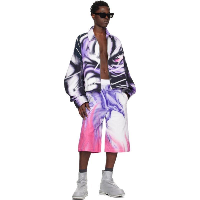 OEM Custom Logo Fashion Design Purple Printed Street Wear Long Sleeve Jacket Jacket for men Denim jacket