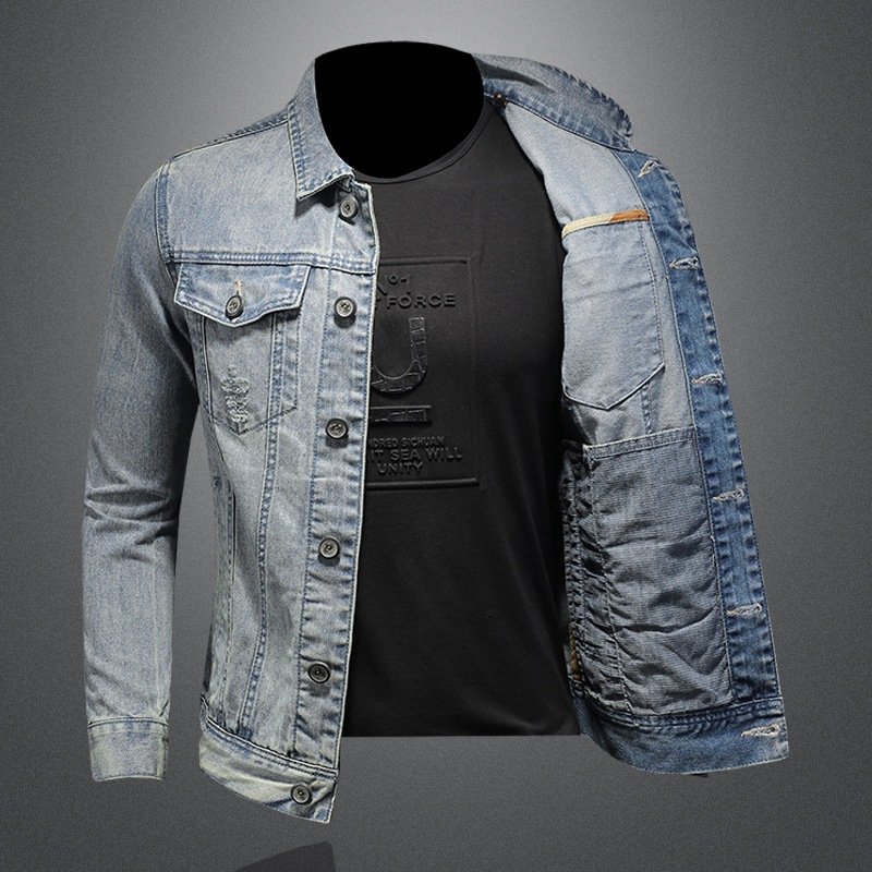 High Quality Cotton Denim Jacket Men Casual Solid Color plus size men's Jacket Men's Spring Jean Jacket