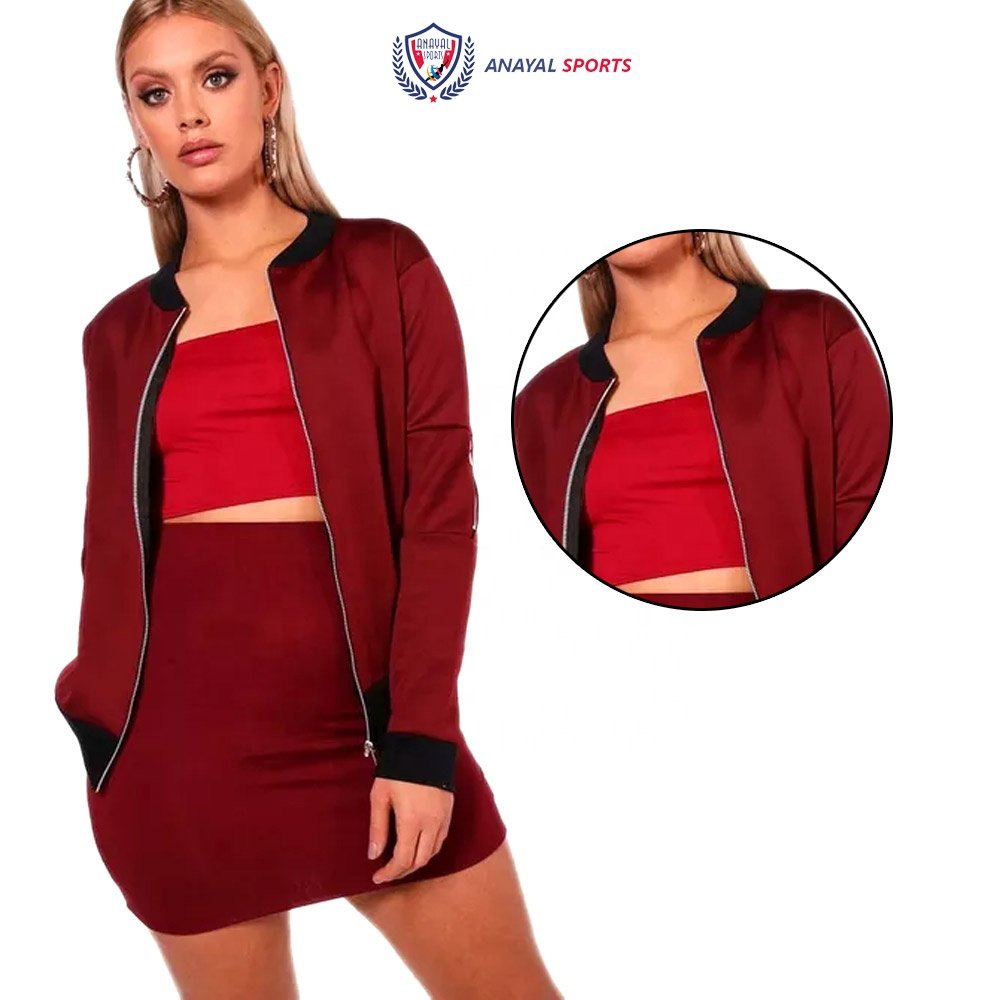 Customized Design Premium Quality Women Bomber Jacket in Mehroon Breathable Leather Jacket by ANAYAL SPORTS