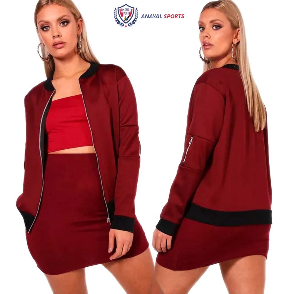 Customized Design Premium Quality Women Bomber Jacket in Mehroon Breathable Leather Jacket by ANAYAL SPORTS