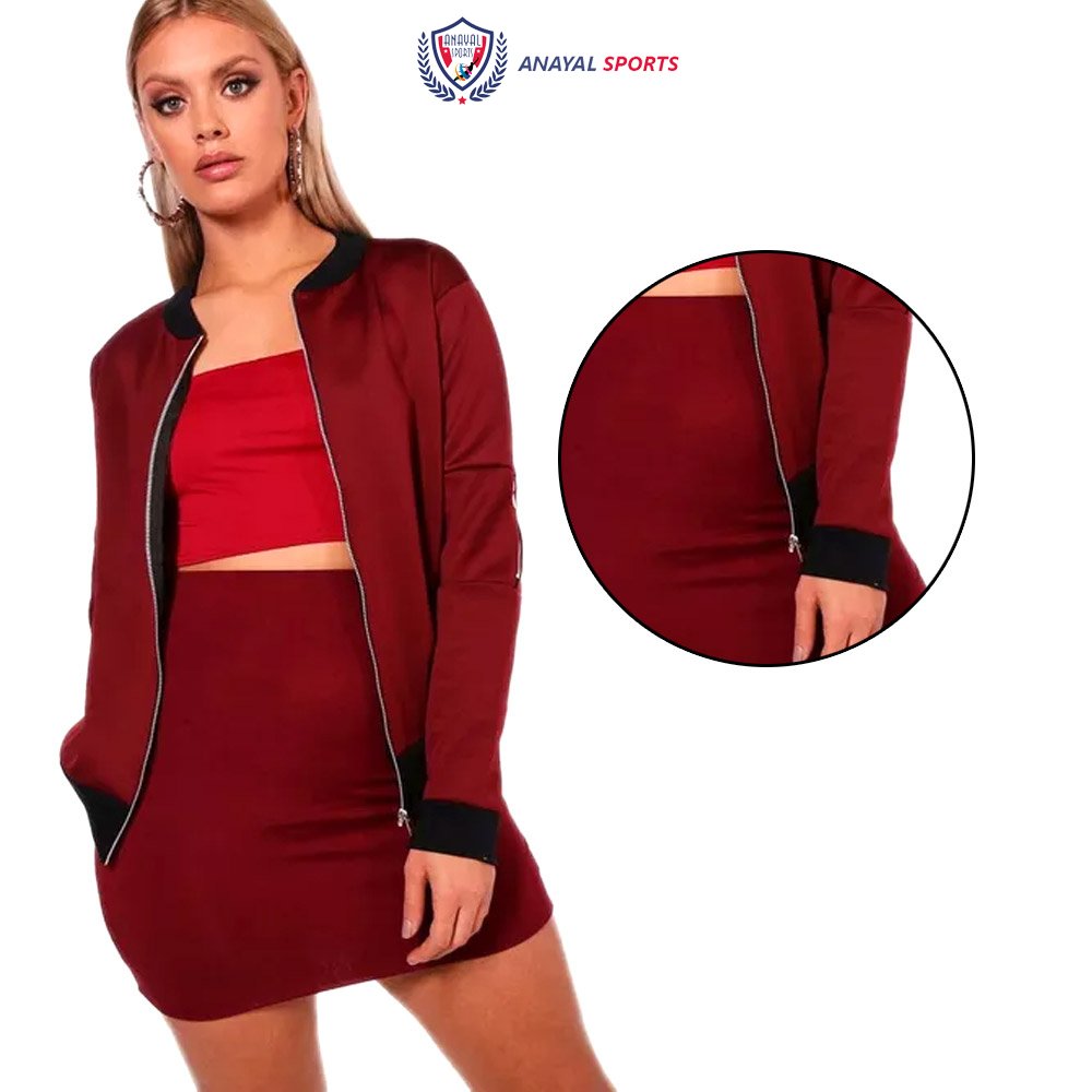 Customized Design Premium Quality Women Bomber Jacket in Mehroon Breathable Leather Jacket by ANAYAL SPORTS