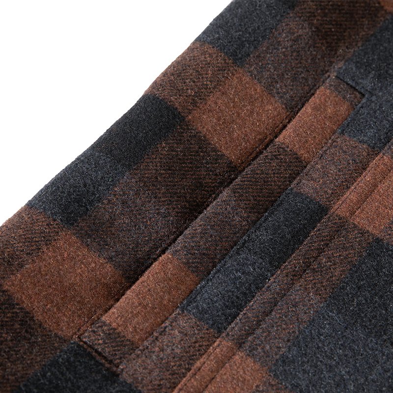 Hot sale men's red check turn-down collar pocket woolen jacket plus size male jacket winter slim fit jacket