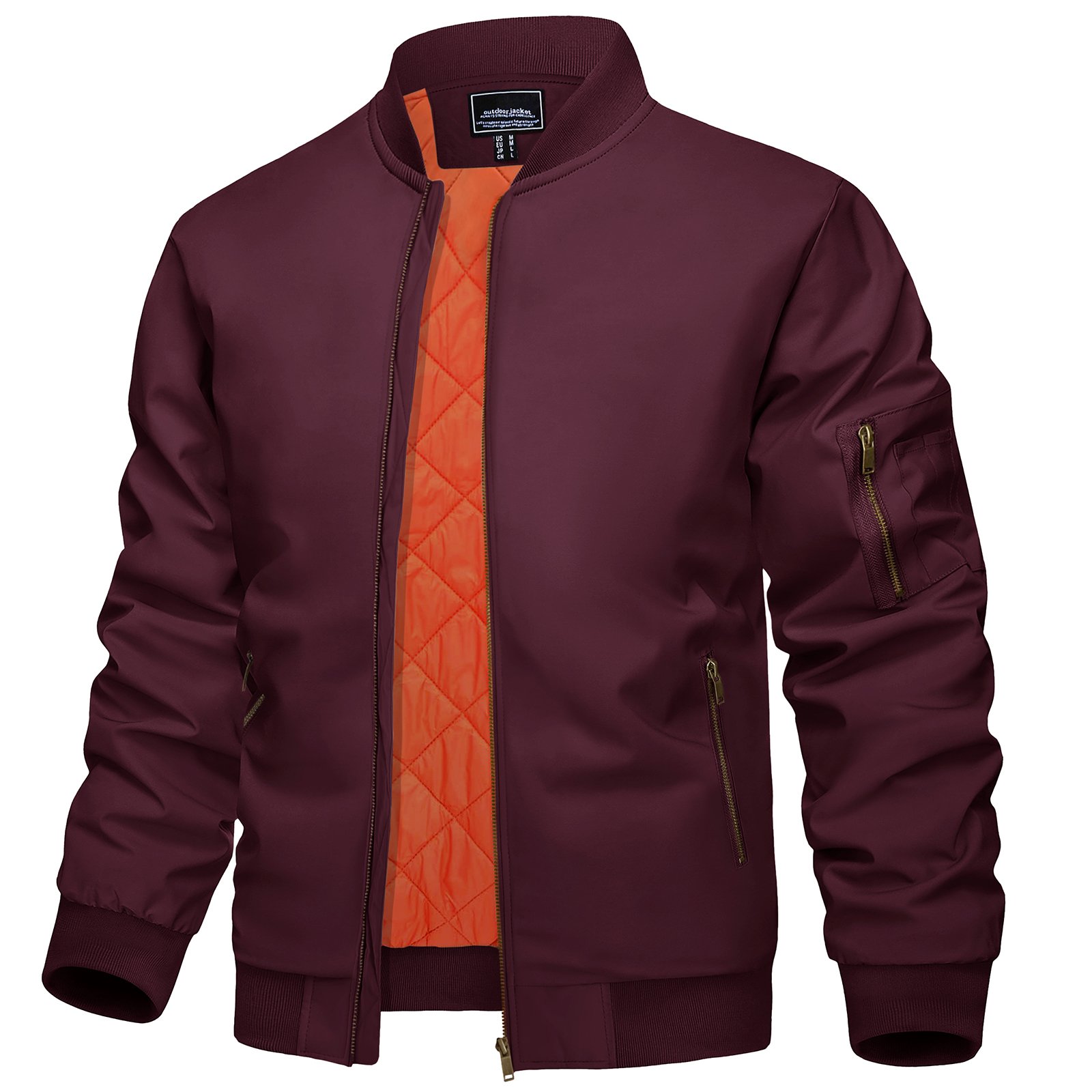 Wind Breaker Jacket Men's Jacket,Casual Street Wear Pilot Bomber Jacket, Polyester Sports Jackets For Men Men Coat Winter