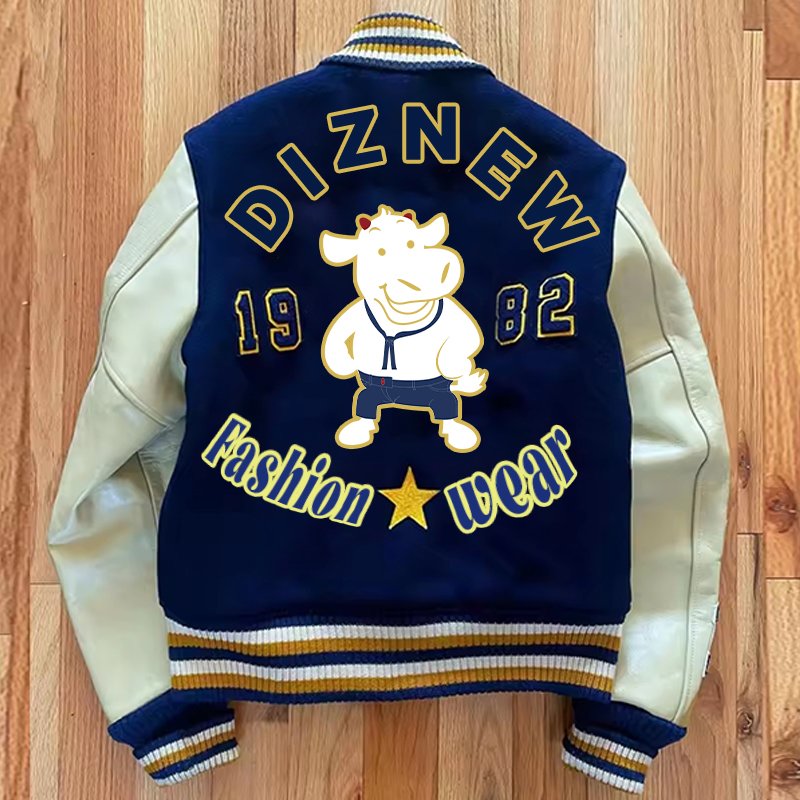 diznew Dazzling custom embroidered college baseball jacket Cotton Letterman Bombers varsity Cowboy Jacket Custom varsity jacket