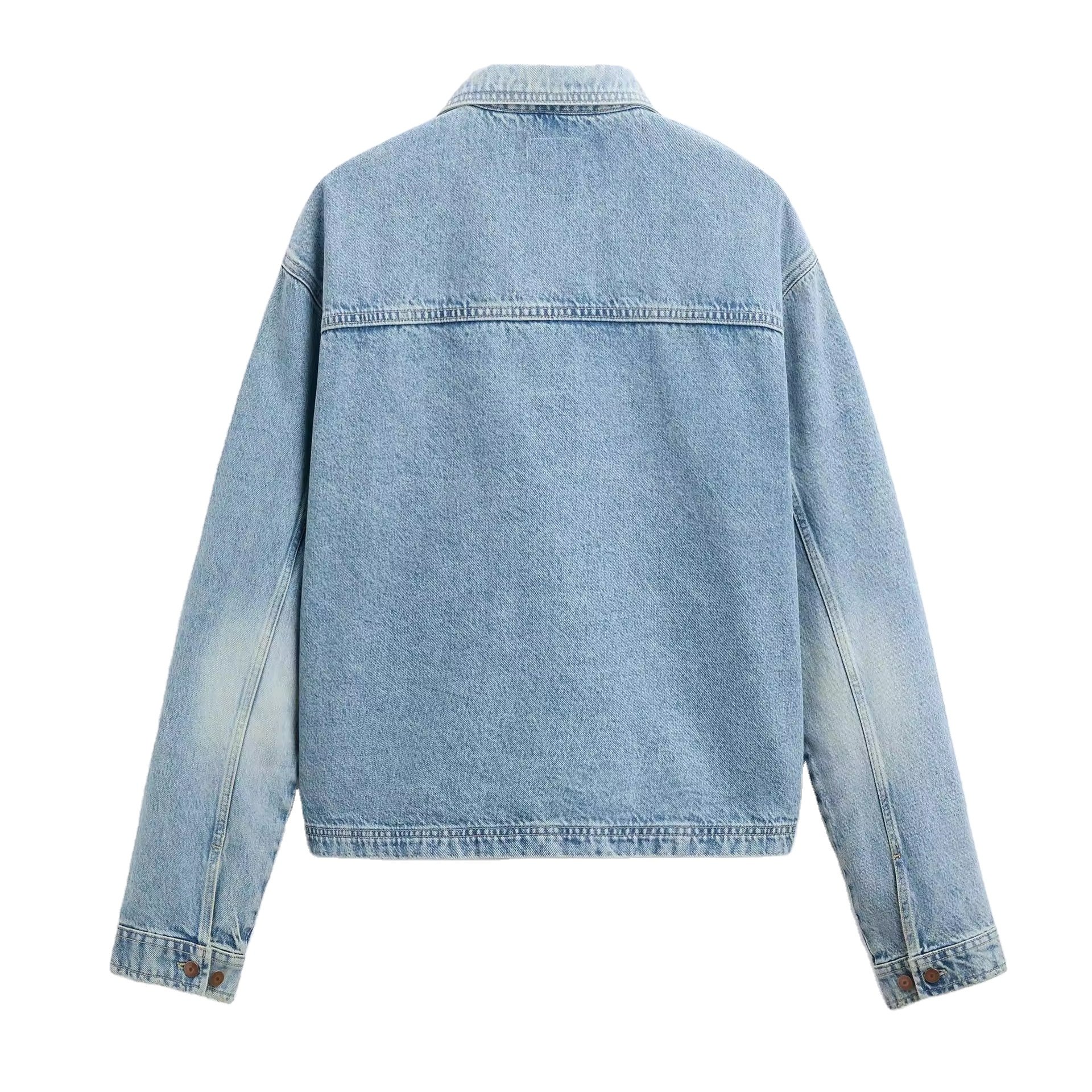 OEM Custom Mens Jean Denim Jacket Faded Effect Japanese Denim Cotton Coat Oversized Vintage Washed Denim Jacket