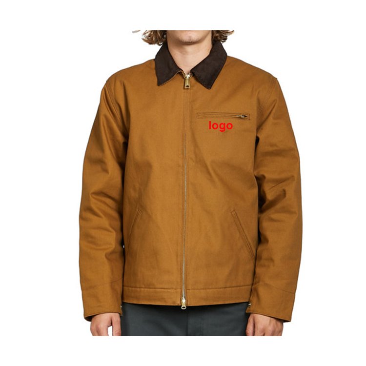 Hot Selling Men's Custom 12 Oz Heavy Duty bomber jacket Canvas Lined large size men's Casual Lapel Jackets windbreaker
