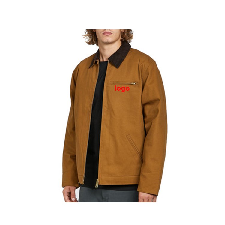 Hot Selling Men's Custom 12 Oz Heavy Duty bomber jacket Canvas Lined large size men's Casual Lapel Jackets windbreaker