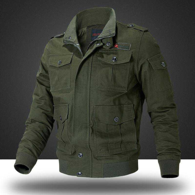 Men's Pure Cotton Autumn/Winter Jacket Stand Collar Thick Zipper Plush Loose Workwear Large Size Middle-Aged Young Pilots
