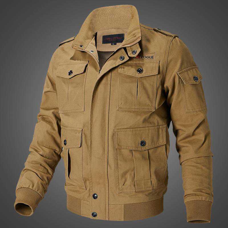 Men's Pure Cotton Autumn/Winter Jacket Stand Collar Thick Zipper Plush Loose Workwear Large Size Middle-Aged Young Pilots