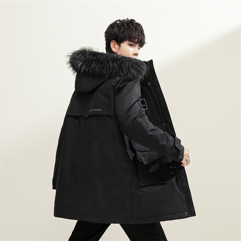 Yufan Hooded Parker Down Jacket Men's Winter Parka New Leisure Fur Collar White Duck Down Warm Winter Down Jackets
