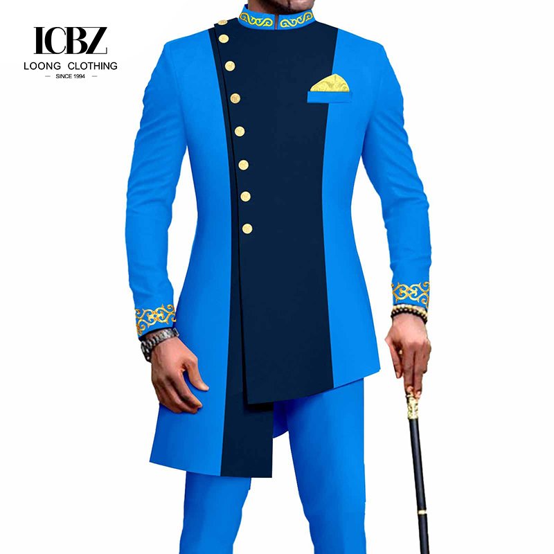 High Quality Full Sleeve African Ethnic Style Shirt Male African Clothing For Muslim Men 2PCS/Set African Men Suit