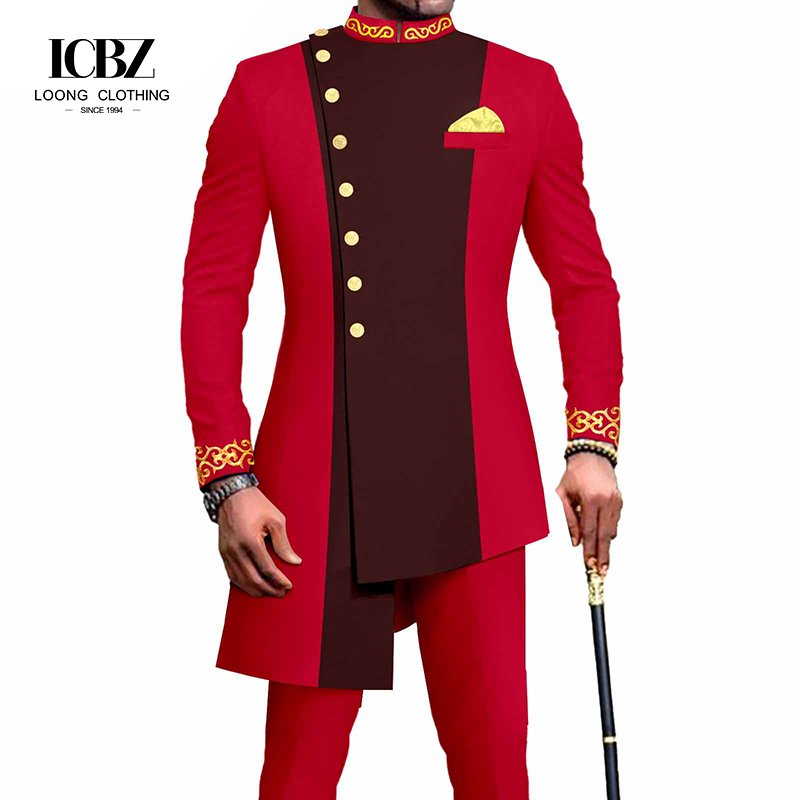 High Quality Full Sleeve African Ethnic Style Shirt Male African Clothing For Muslim Men 2PCS/Set African Men Suit