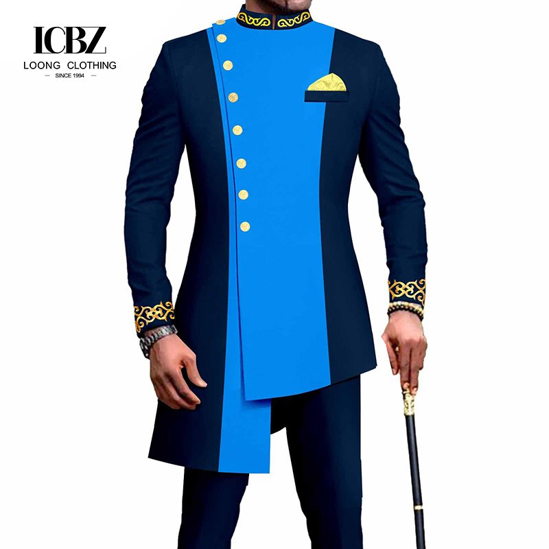 High Quality Full Sleeve African Ethnic Style Shirt Male African Clothing For Muslim Men 2PCS/Set African Men Suit