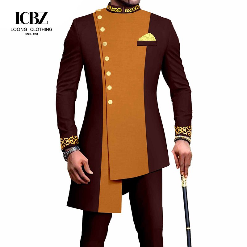 High Quality Full Sleeve African Ethnic Style Shirt Male African Clothing For Muslim Men 2PCS/Set African Men Suit